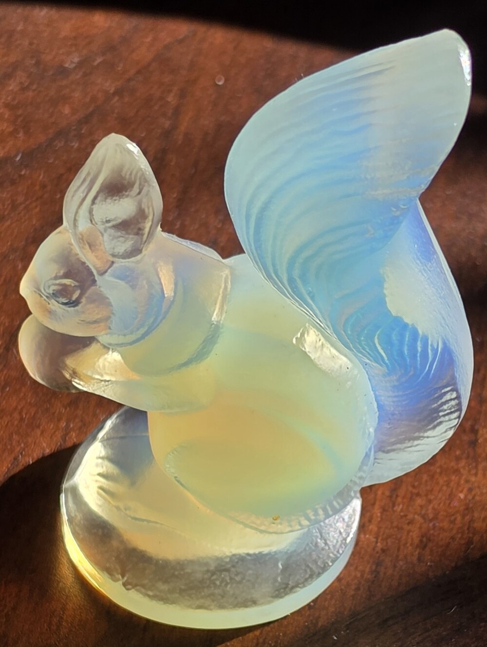 Vintage opalescent glass squirrel figurine is a Sabino France piece 3 Inch